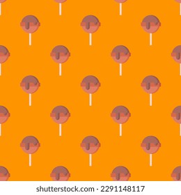 Eye-catching square tile displaying a delightful food image. Seamless pattern with lollipop on lust background. Design for a Christmas tree decoration.