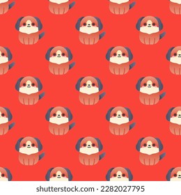Eye-catching square tile with a jolly animal artwork. Seamless pattern with dog on moccasin background. Design for a car decal featuring an animal motif.