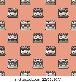 Eye-catching square tile with a jolly food artwork. Seamless pattern with cake on burlywood background. Design for online shops to create a unique visual style.