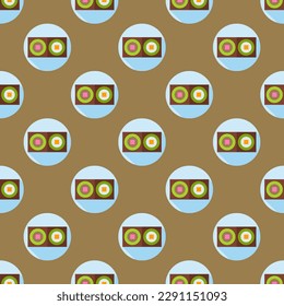 Eye-catching square tile with a jolly food artwork. Seamless pattern with sushi on chamoisee background. Design for websites to make them easy to navigate.