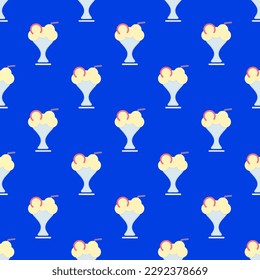 Eye-catching square tile with a jolly food artwork. Seamless pattern with sorbet on pale lavender background. Design for a puncture-proof wrap for nuggets.