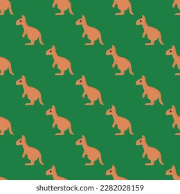 Eye-catching square tile showcasing a fantastic animal image. Seamless pattern with kangaroo on dark jungle green background. Design for a children’s book cover with an animal graphic.