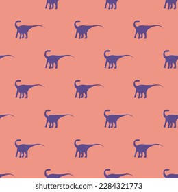 Eye-catching square tile showcasing a fantastic animal image. Seamless pattern with magyarosaurus dinosaur shape on ruddy pink background. Design for brochures with illustrations of farm animals.