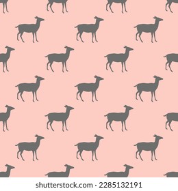 Eye-catching square tile showcasing a fantastic animal image. Seamless pattern with deer shape  on dim gray background. Design for a t-shirt featuring an animal image.