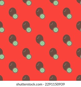Eye-catching square tile showcasing a fantastic food image. Seamless pattern with kiwi on moccasin background. Design for websites to create an inviting atmosphere.