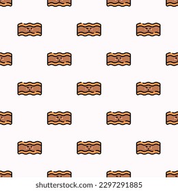 Eye-catching square tile showcasing a fantastic food image. Seamless pattern with bacon on st. patrick's blue background. Design for a sunburst pattern.
