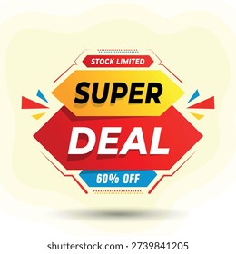 Eyecatching Super Deal Discount Label with 60 Off
