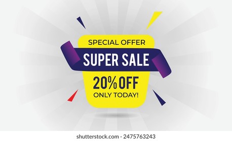 Eye-catching super sale banner design offering 50% off, perfect for vibrant vector art enthusiasts.