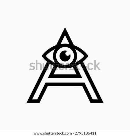 Eye-catching symbolic logo featuring the letter A with a central eye within a triangle. Ideal for high-concept brands, security firms, or creative agencies.