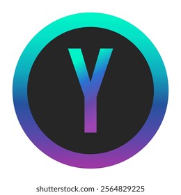 An eye-catching vector illustration featuring a multicolor gradient letter Y in a circular frame. Ideal for contemporary graphic designs and branding visuals.