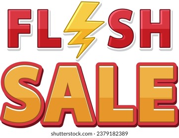 Eye-catching vector illustration of a flash sale with a yellow lightning sign