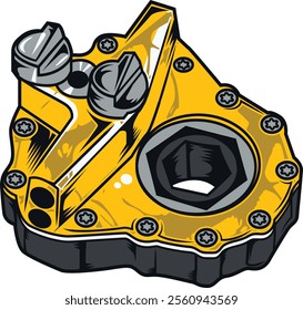 Eye-catching vector illustration of a gold anodized oil cap, showcasing precision engineering and stylish design, perfect for automotive enthusiasts and custom builds