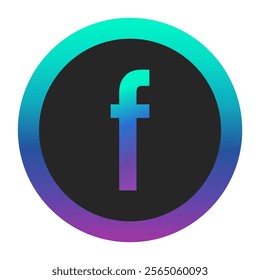 Eye-catching vector of the letter “f” in a vivid gradient within a bold circular border. Perfect for creative design, branding, and tech-inspired visuals.