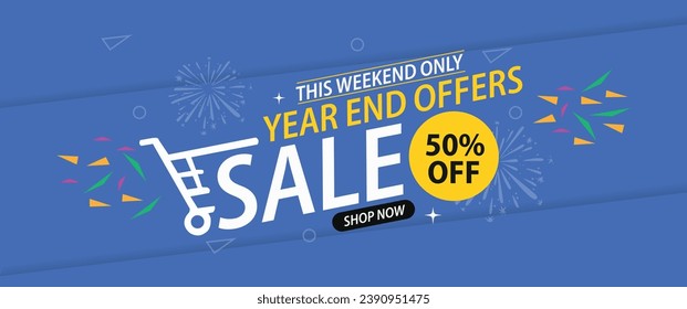 Eye-catching Year End Sale Banner vector art, ideal for promoting end-of-year discounts and enticing offers for a festive shopping season.