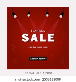 Eye-catching Year End Sale Banner vector art, ideal for promoting end-of-year discounts and enticing offers for a festive shopping season.