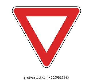 Eye-Catching Yield Traffic Sign Vector Indicating Driver Must Yield to Vehicles Approaching Intersection, Perfect for Road Safety and Traffic Management, High-Quality Vector Stock Image