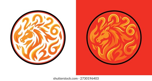 Logotipos llamativos de la cabeza de fuego del caballo en fondos contrastantes para el uso versátil de la marca	