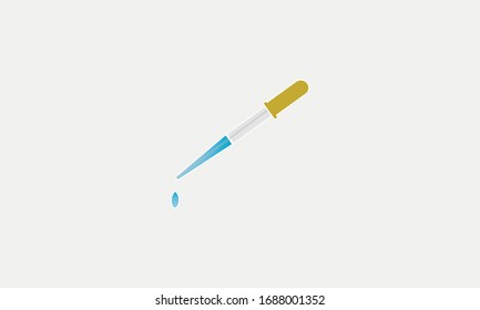 Eyedropper icon. Element of medical, chemical laboratory set on white background. Pipette with a drop. Medicine. Silhouette, pipette icon.