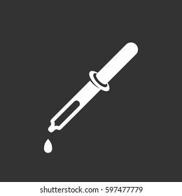 Eyedropper icon illustration isolated on black background. Eyedropper vector logo. Flat design style. Pipette vector pictogram, sign, symbol for web graphics - stock vector