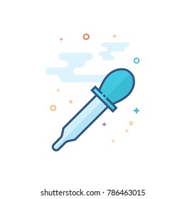 Eyedropper icon in outlined flat color style. Vector illustration.