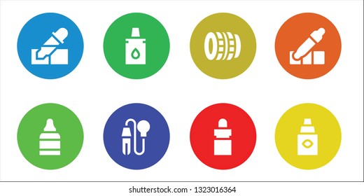 eyedropper icon set. 8 filled eyedropper icons.  Simple modern icons about  - Pipette, Eye drops, Eyedropper, Lens, Eye dropper