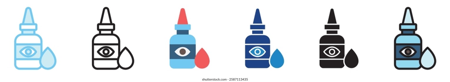 Eyedropper multi style, mini illustration icon. outline, flat, glyph, line color, UI, UX, app and web, digital or print. For education, research, chemistry, health