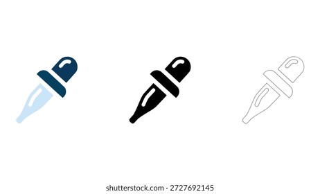 Iconos de herramientas de cuentagotas para estilos de línea, sólidos y coloridos para software de selección de color y diseño