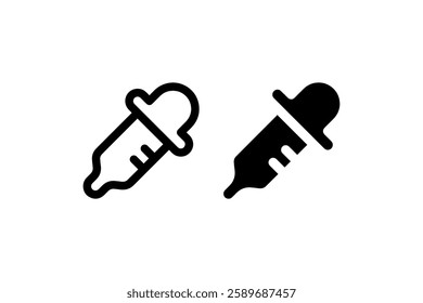 Eyedropper tool icons in outline and solid Vector