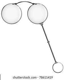 Eyeglass executed in black and white style located on a white background
