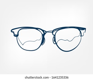 eyeglass frame one line vector isolated design element