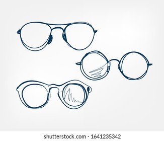 eyeglass frame one line vector isolated design element