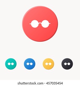 eyeglass icon or button in flat style with long shadow, isolated vector illustration on grey transparent background