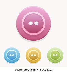 eyeglass icon or button in flat style with long shadow, isolated vector illustration on grey transparent background