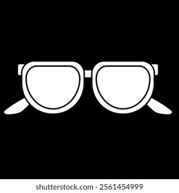 Eyeglass icon design, glasses vector illustration, eyeglasses clip art, clip art eyeglasses, white on black background