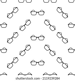 Eyeglass Icon Seamless Pattern, Spectacles Eye Protection Vision Enhancer Vector Art Illustration