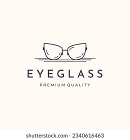 eyeglass safety radiation line art logo vector minimalist illustration design, eye glass optic symbol design