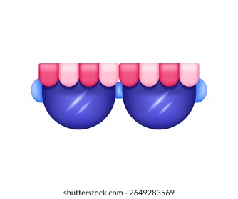 conceito de loja de óculos. ilustração do símbolo de óculos com copa da loja ou decoração de toldo. design de estilo 3d minimalista.