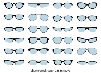 Eyeglass and sunglass design set. Vector illustration