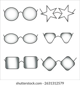 Eyeglass vision icon. Style frame symbol. Various shape designs. Vector eyewear illustration.