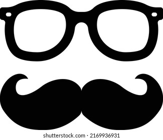 Eyeglasses and Big mustache Dads Dad Element Logo Concept Vector Icon Design, Happy Fathers Day Symbol, Dads Gift Elements Sign, Parents Day Stock illustration