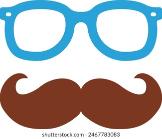 Eyeglasses and Big mustache Dads Dad Element Logo Concept Vector Icon Design, Happy Fathers Day Symbol, Dads Gift Elements Sign, Parents Day Stock illustration