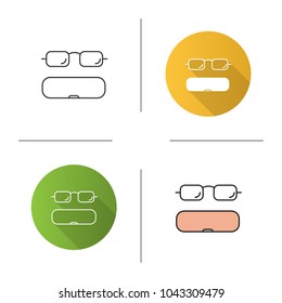 Eyeglasses case icon. Flat design, linear and color styles. Spectacles box. Isolated vector illustrations