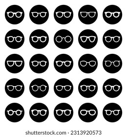 Eyeglasses circle vector icon collection