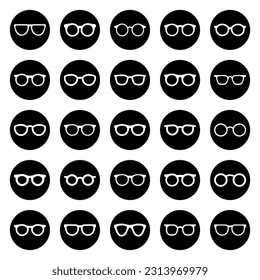 Eyeglasses circle vector icon collection