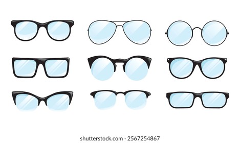 Eyeglasses design  vector set, fashion, accessory