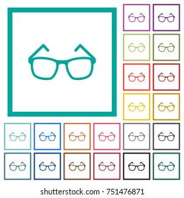 Eyeglasses flat color icons with quadrant frames on white background