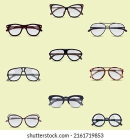 Eyeglasses flat vector color collection set