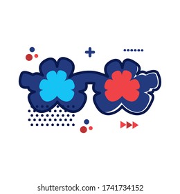Brillen mit Blumen formen flache Vektorgrafik