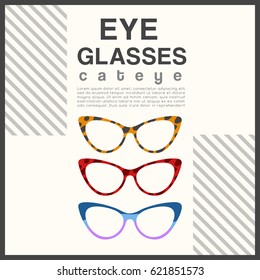 Eyeglasses Frame Type : Cat Eye Sunglasses : Vector Illustration