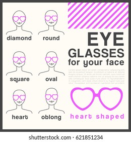 Eyeglasses Frame Type : Heart Shaped Sunglasses : Vector Illustration
